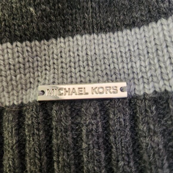 Michael Michael Kors Two Tone Gray Striped Beanie Unisex One Size - Picture 4 of 5